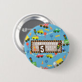 Badge Rond 5 Cm Bleu du transport (Devant & derrière)