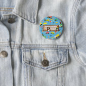 Badge Rond 5 Cm Bleu du transport (En situation)