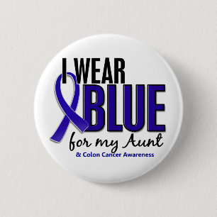 Badge Rond 5 Cm Bleu d'usage du cancer du colon I pour ma tante 10