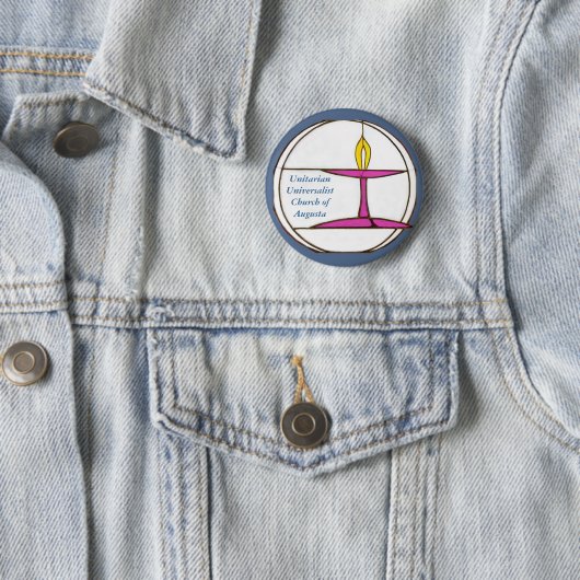 Badge Rond 5 Cm Bleu d'UUCA (En situation)