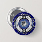 Badge Rond 5 Cm Bleu électrique Yin Yang (Devant & derrière)