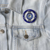 Badge Rond 5 Cm Bleu électrique Yin Yang (En situation)