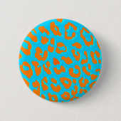 Badge Rond 5 Cm Bleu Empreinte de léopard (Devant)