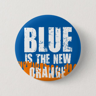 Badge Rond 5 Cm Bleu est le nouveau bouton Orange