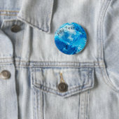 Badge Rond 5 Cm Bleu et blanc Mélange d'art Abstrait (En situation)
