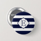 Badge Rond 5 Cm Bleu Et Blancs Motif Géométrique (Devant & derrière)