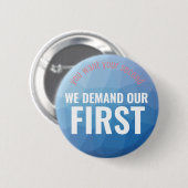 Badge Rond 5 Cm Bleu géométrique d'amendement de premier (Devant & derrière)