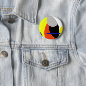 Badge Rond 5 Cm Bleu jaune Art Abstrait (En situation)