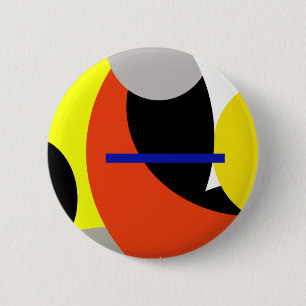Badge Rond 5 Cm Bleu jaune Art Abstrait