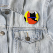 Badge Rond 5 Cm Bleu jaune Art Abstrait (En situation)