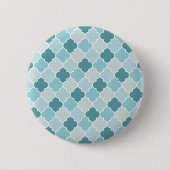 Badge Rond 5 Cm Bleu Marocain Trellis, Lattes, Quatrefoil (Devant)