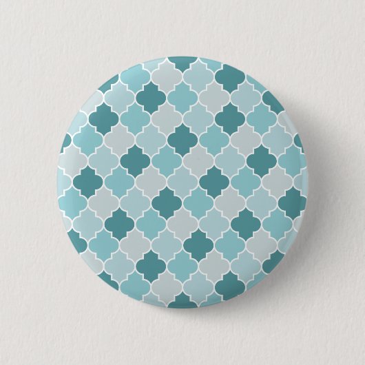 Badge Rond 5 Cm Bleu Marocain Trellis, Lattes, Quatrefoil (Devant)