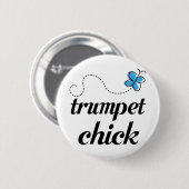 Badge Rond 5 Cm Bleu mignon de poussin de trompette (Devant & derrière)