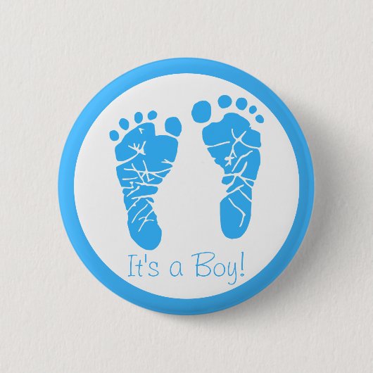 Badge Rond 5 Cm Bleu mignon Empreintes bébé C'est un Baby shower g (Devant)
