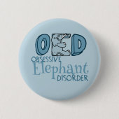 Badge Rond 5 Cm Bleu Obsédé de l'éléphant mignon (Devant)