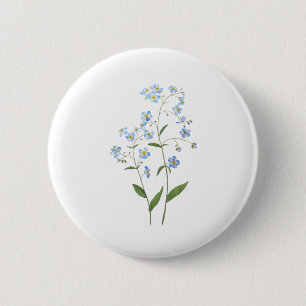 Badge Rond 5 Cm bleu oubliez moi pas fleurs 2021 aquarelle