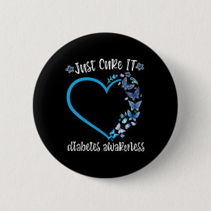 Badge Rond 5 Cm Bleu papillon juste guérir It Novembre diabète awa