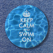 Badge Rond 5 Cm Bleu Piscine Eau Calme et Baignade