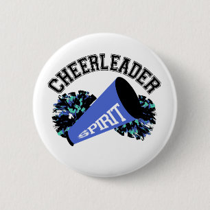 Badge Rond 5 Cm Bleu pom-pom girl