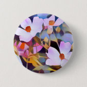 Badge Rond 5 Cm Bleu rose pourpre Beau Floral (Devant)