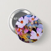Badge Rond 5 Cm Bleu rose pourpre Beau Floral (Devant & derrière)