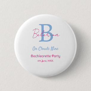 Badge Rond 5 Cm bleu rose sur les nuages neuf monogramme enterreme