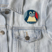 Badge Rond 5 Cm Bleu rouge de tête d'affiche de pingouin de Linux (En situation)