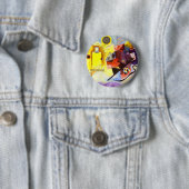 Badge Rond 5 Cm Bleu rouge jaune Kandinsky peinture Abstraite (En situation)