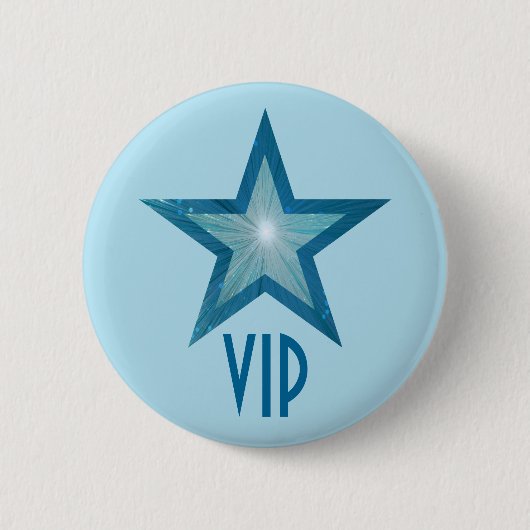 Badge Rond 5 Cm Bleu Star 'VIP' bouton bleu pâle (Devant)