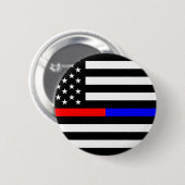 Badge Rond 5 Cm bleu thin line polirefighter (Devant & derrière)