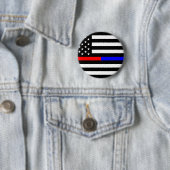 Badge Rond 5 Cm bleu thin line polirefighter (En situation)