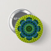 Badge Rond 5 Cm bleu vert mandala | fleur vert clair (Devant & derrière)
