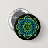 Badge Rond 5 Cm bleu vert mandala | noir (Devant & derrière)