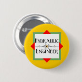 Badge Rond 5 Cm Bloc de l'ingénieur hydraulique (Devant & derrière)