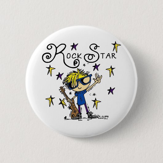 Badge Rond 5 Cm Blond Boy Rock Star (Devant)