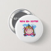 Badge Rond 5 Cm Blond Girl New Big Sister (Devant & derrière)