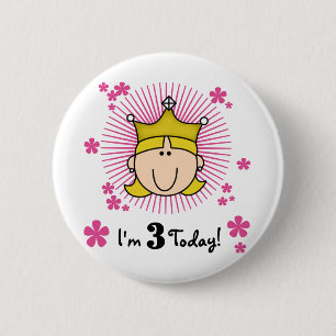 Badge Rond 5 Cm Blond Princess 3e Anniversaire Tshirts & cadeaux