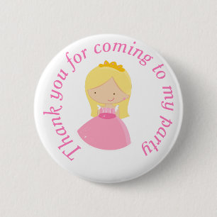 Badge Rond 5 Cm Blonde Cute Princess et Dragon Anniversaire