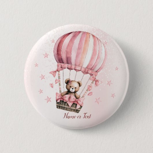 Badge Rond 5 Cm Blonde en Teddy Bear Rose Cute Hot Air (Devant)