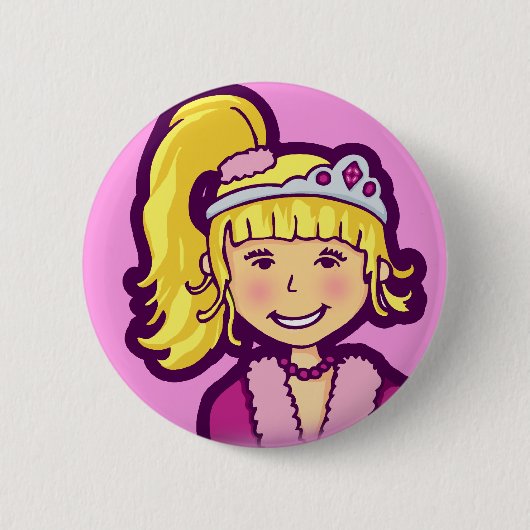 Badge Rond 5 Cm Blonde princesse fille bouton (Devant)