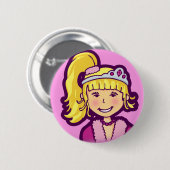 Badge Rond 5 Cm Blonde princesse fille bouton (Devant & derrière)