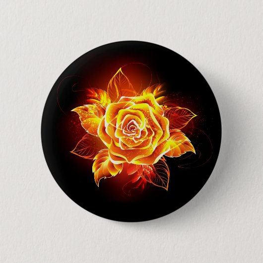 Badge Rond 5 Cm Blooming Fire Rose (Devant)