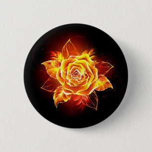 Badge Rond 5 Cm Blooming Fire Rose