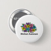 Badge Rond 5 Cm Blooms de l'Assistant Médicale (Devant & derrière)