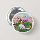 Badge Rond 5 Cm Blossoms - Blenheim Cavalier (Devant & derrière)