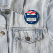 Badge Rond 5 Cm BLUE Authorized Volunteer 2026 Midterm Campaign ID (En situation)