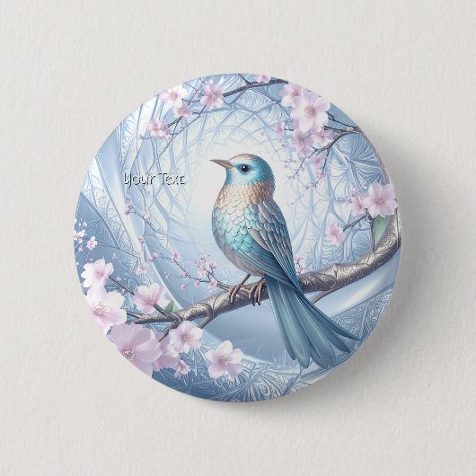 Badge Rond 5 Cm Blue Bird Floral Button (Devant)
