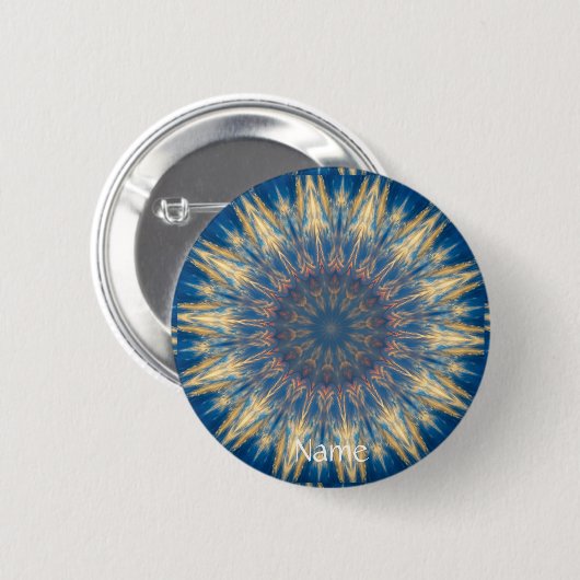 Badge Rond 5 Cm Blue Chakra Kaleidoscope Thunder_Cove (Devant & derrière)