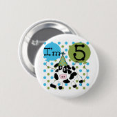 Badge Rond 5 Cm Blue Cow 5th Birthday Tshirts et cadeaux (Devant & derrière)