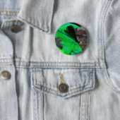 Badge Rond 5 Cm Blue Damselfly on a green leaf. (En situation)